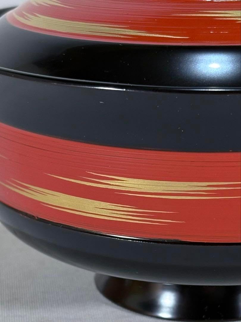 輪島塗 黒真塗朱金刷毛目 煮物椀五客 共箱 茶道 懐石 輪島塗 黒真塗朱金刷毛目 煮物椀五客 共箱 茶道 懐石